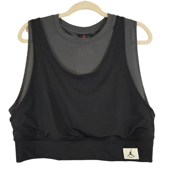 E Jordan WOMEN'S JORDAN ESSENTIALS 22 CROP TOP NWT Size 2X Plus Mesh Flight Grey - Picture 1 of 9